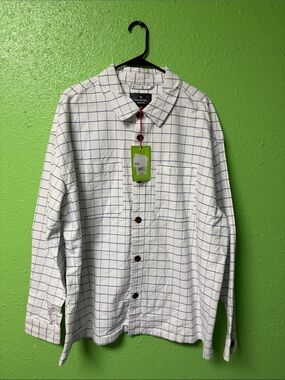 Houston White. White and blue Windowpane Button-Down Shirt